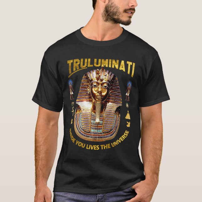 Ancient Egyptian King Tut Tutankhamen Illuminati  T-Shirt (Front)