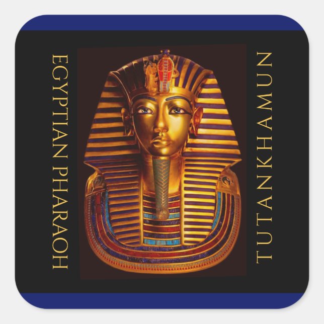 Ancient Egyptian King Tutankhamun Gold Burial Mask Square Sticker (Front)
