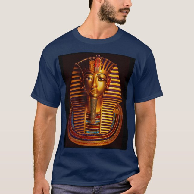 Ancient Egyptian King Tutankhamun Gold Burial Mask T-Shirt (Front)