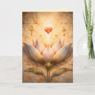 Ancient Egyptian Lotus Valentine Watercolor Art Card