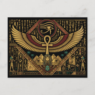 Ancient Egyptian Motifs Ankh Symbol & Eye of Horus Postcard