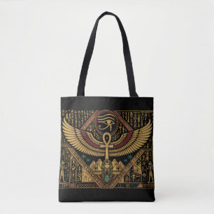Ancient Egyptian Motifs Ankh Symbol & Eye of Horus Tote Bag