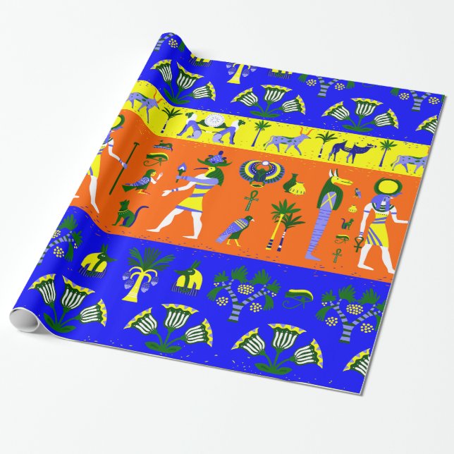 ancient egyptian mummy tomb art wrapping paper (Unrolled)