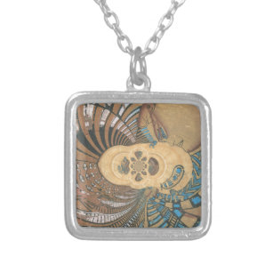 Ancient Egyptian Papyrus Art Design Silver Plated Necklace