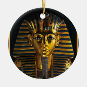 Ancient Egyptian pharaoh mask, King Tut golden art Ceramic Ornament