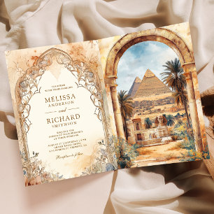 Ancient Egyptian Pyramids Arch All in One Wedding Invitation