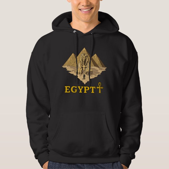Ancient Egyptian Pyramids Sphinx Sacred Geometry Hoodie (Front)