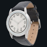 Ancient Egyptian Pyramids & Symbols Leather Watch<br><div class="desc">Travel back to the golden age of the Nile with this exquisite Ancient Egyptian themed watch. The watch face features a minimalist yet captivating design of the Great Pyramids, surrounded by sacred Egyptian symbols and hieroglyphs that represent the mystery and grandeur of an eternal empire. With its clean white dial...</div>