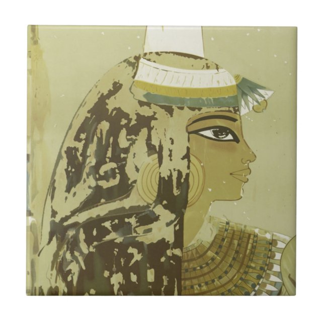 Ancient Egyptian Queen Vintage Luxor Travel Tile (Front)