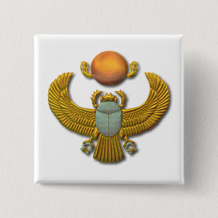 Ancient Egyptian Sacred Scarab - Gold 15 Cm Square Badge