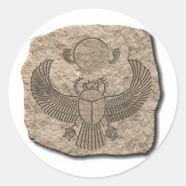 Ancient Egyptian Sacred Scarab Stone Classic Round Sticker (Front)
