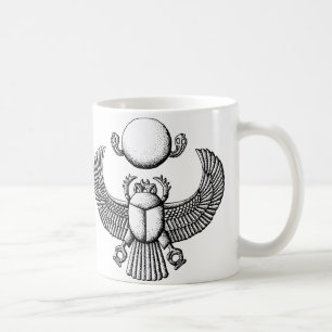 Ancient Egyptian Scarab Black and White Coffee Mug