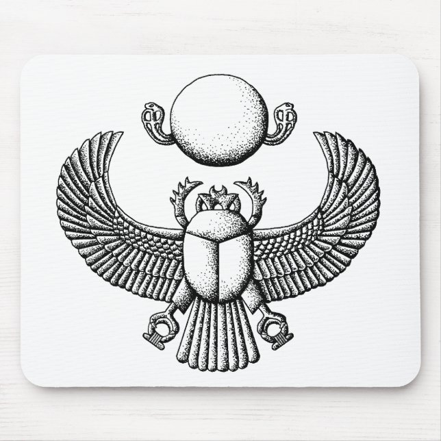 Ancient Egyptian Scarab Black and White Mouse Pad (Front)