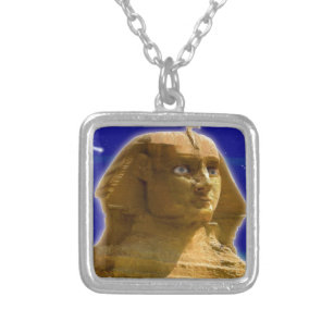 Ancient Egyptian Sphinx at Giza Art Design Silver Plated Necklace