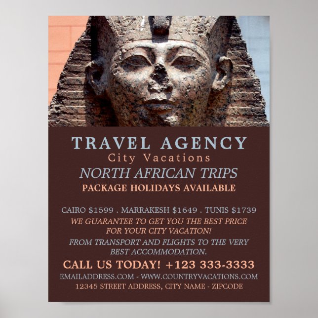 Ancient Egyptian Sphinx, Cairo, Travel Agency Poster (Front)