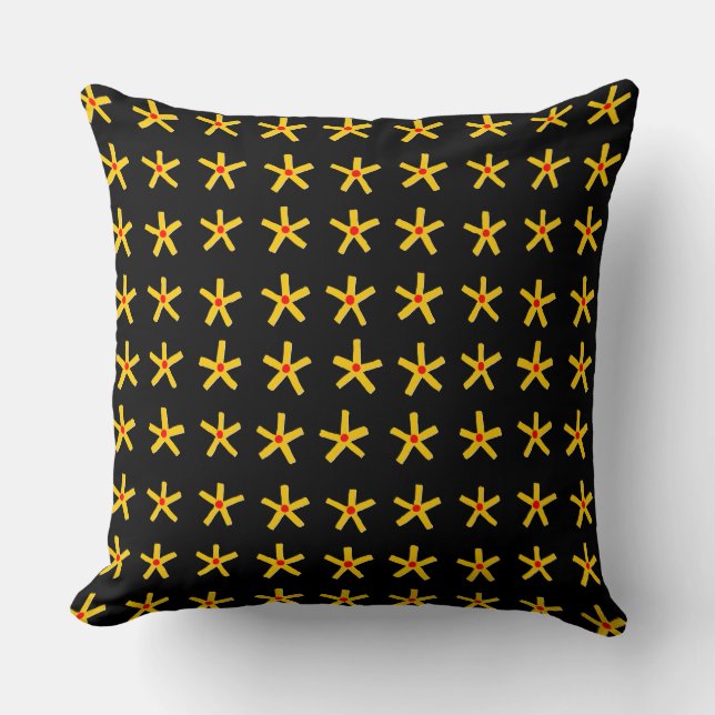 Ancient Egyptian Style Star Pattern - Black Cushion (Front)