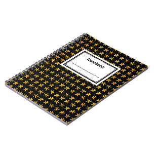 Ancient Egyptian Style Star Pattern - Black Notebook