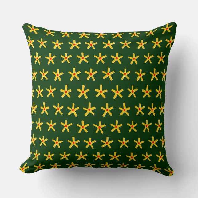 Ancient Egyptian Style Star Pattern V2 - Dk Green Cushion (Front)