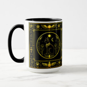 Ancient Egyptian Symbols Black Gold Pattern Luxury Mug