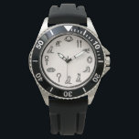 Ancient Egyptian Symbols Sport Wristwatch<br><div class="desc">Dive into history with this unique and durable sport wristwatch featuring iconic Ancient Egyptian symbols. The clean white dial is beautifully accented with black hieroglyphic-inspired characters, creating a bold contrast that is both stylish and easy to read. Encased in a rugged silver-tone bezel with a functional black rubber strap, this...</div>