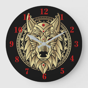 Ancient Egyptian Wolf  Large Clock
