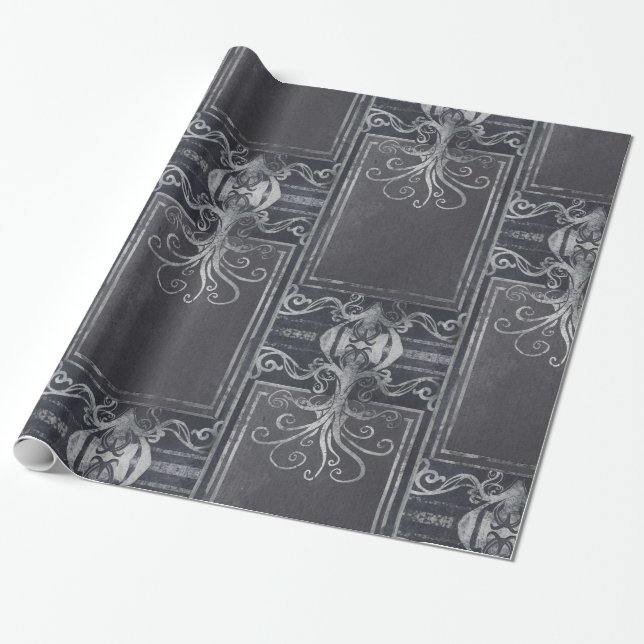 Ancient Eldritch Victorian (Purple & Silver) Wrapping Paper (Unrolled)