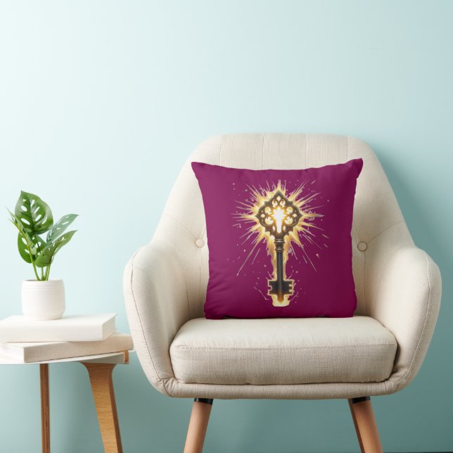 Ancient Fantasy Key with Magical Light – Radiant E Cushion (Chair)