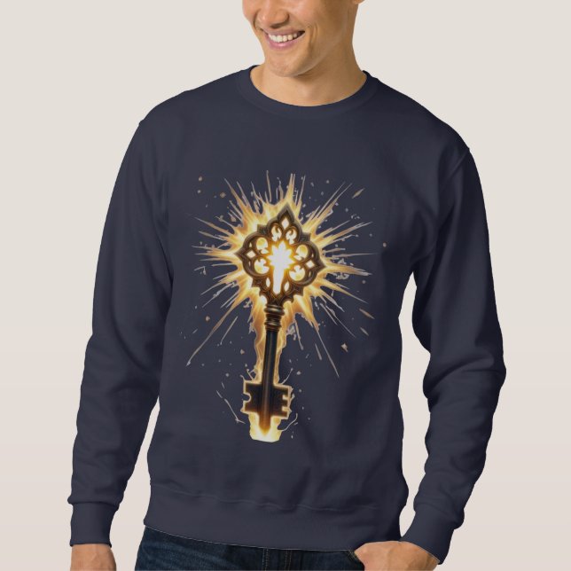 Ancient Fantasy Key with Magical Light – Radiant E Sweatshirt (Front)