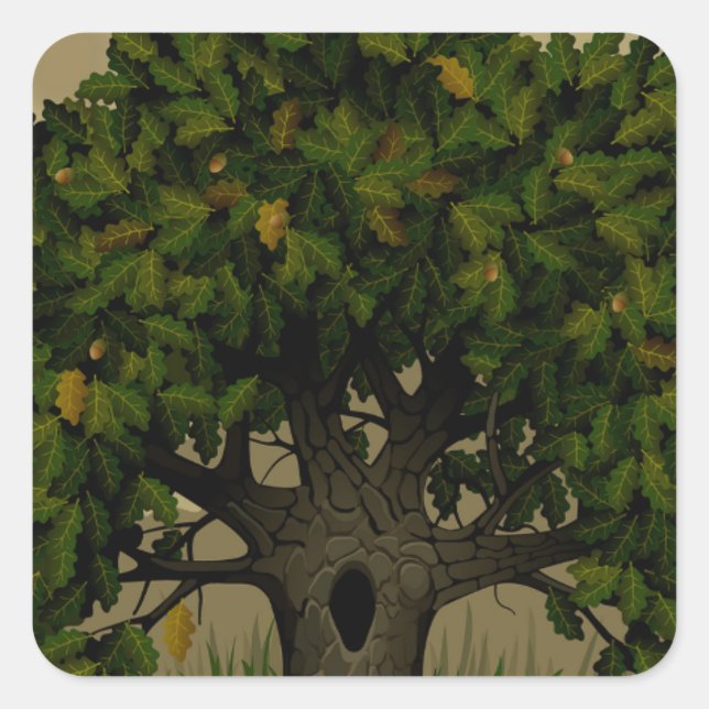 Ancient Fantasy Tree Square Sticker (Front)