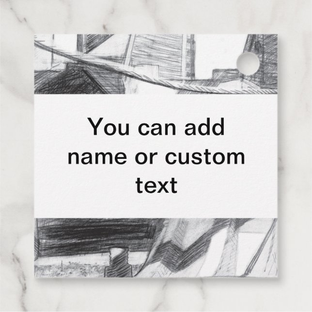 Ancient footbridge pencilart Monochrome Favour Tags (Back)