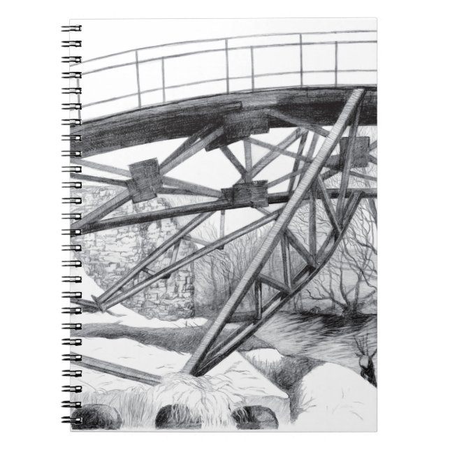 Ancient footbridge pencilart Monochrome Notebook (Front)