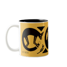 Ancient foxes  and flowers on Indian yellow mug