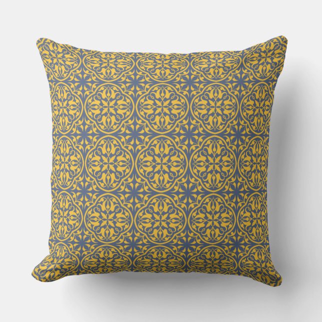 Ancient French Floral Pattern Throw Pillow (Front)