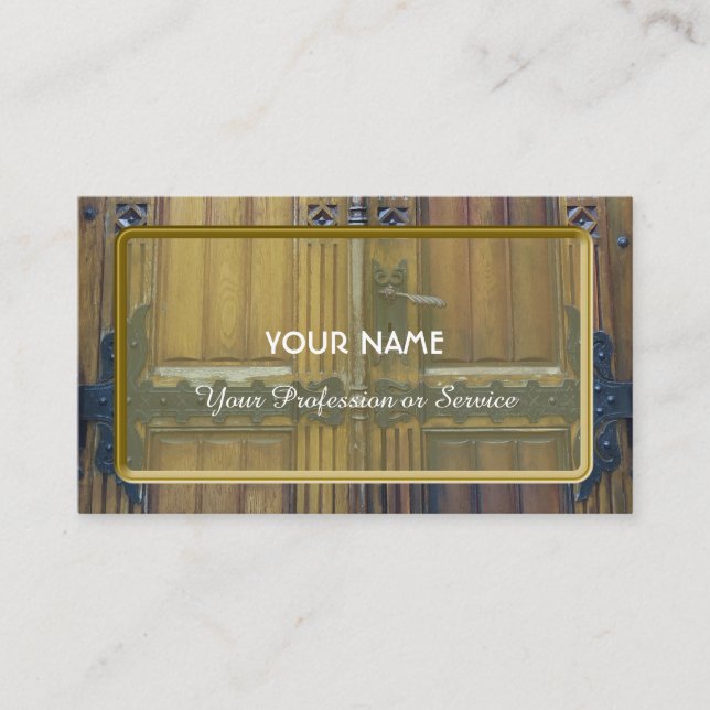 Ancient gate with small ironwork metal fittings bu business card (Front)