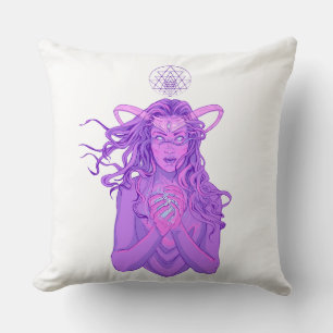 Ancient goddess of dimensions purple art cushion