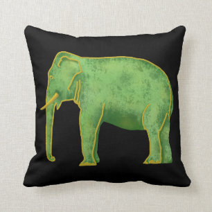 Ancient Gold and Jade Elephant Cushion