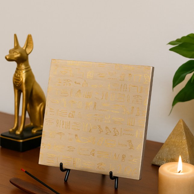 Ancient Gold Egyptian Hieroglyph  Ceramic Tile (Creator Uploaded)