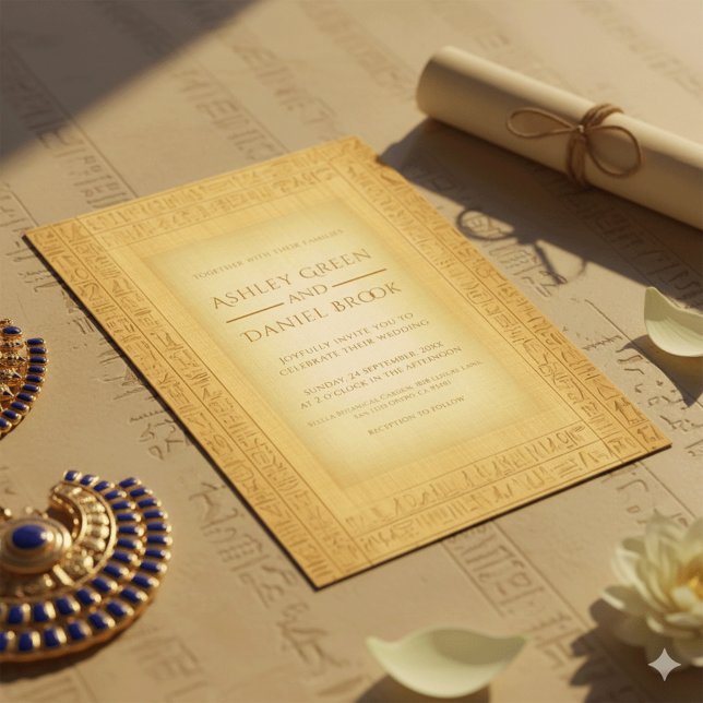 Ancient Gold Hieroglyphic Motifs Egyptian Wedding Invitation (Creator Uploaded)