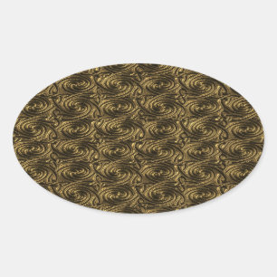 Ancient Golden Celtic Spiral Knots Pattern Oval Sticker