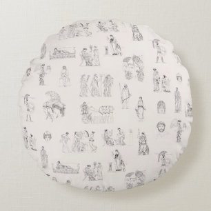 Ancient Greece Classical Greek History Pattern Round Cushion