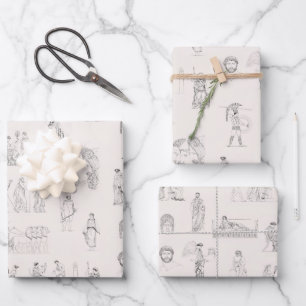 Ancient Greece Classical Greek History Pattern Wrapping Paper Sheet