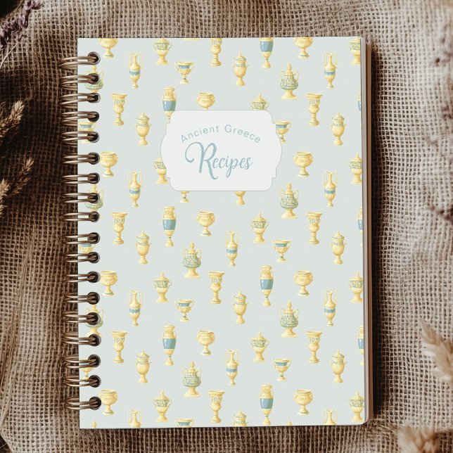 Ancient Greece Dusty Blue White Vases Recipe Notebook (Creator Uploaded)