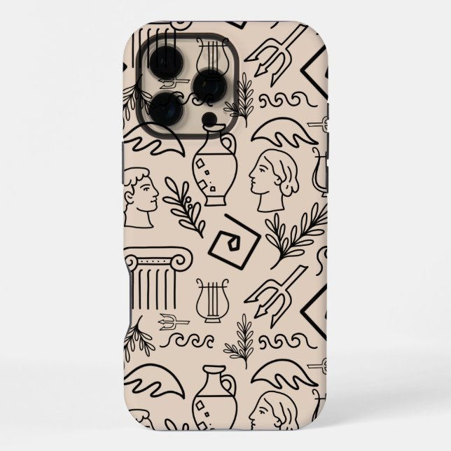 Ancient Greece Line Art Pattern iPhone Case (Back)