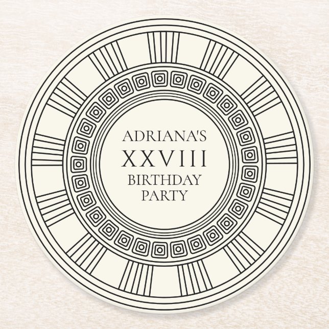 Ancient Greece or Rome themed Birthday Party  Round Paper Coaster (Front)