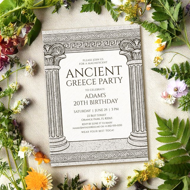 Ancient Greece Party Invitation with stone columns (Creator Uploaded)