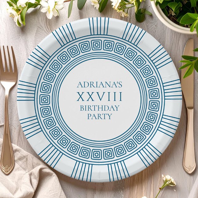 Ancient Greece themed birthday party in blue Paper Plate (Creator Uploaded)