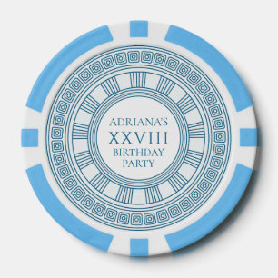 Ancient Greece themed party with blue pattern Poker Chips