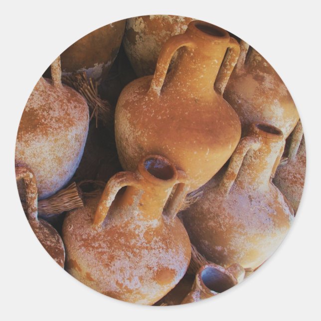 Ancient Greek Amphoras Classic Round Sticker (Front)