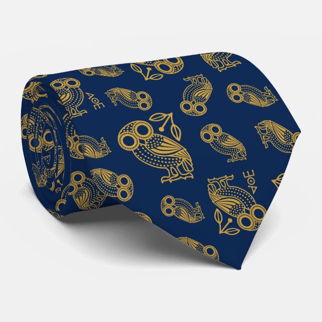 Ancient Greek Athenian Owl Pattern  Tie (Rolled)