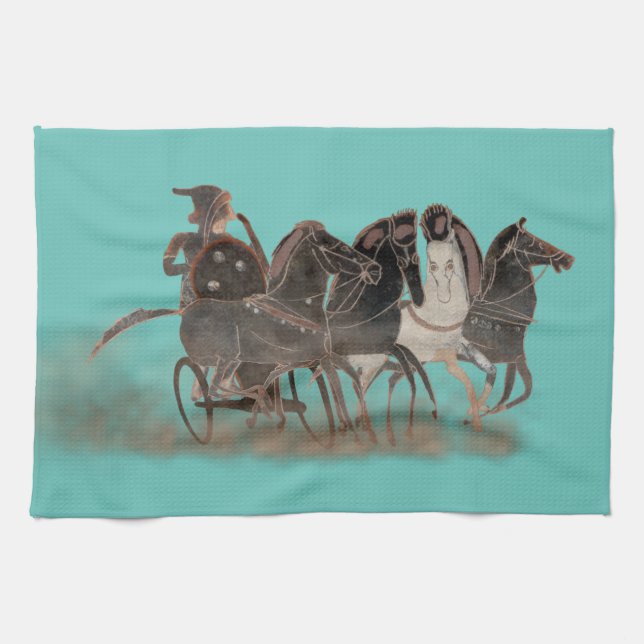 Ancient Greek chariot and horses Tea Towel (Horizontal)